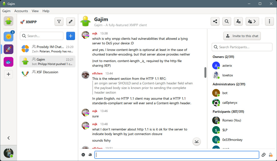 gajim xmpp